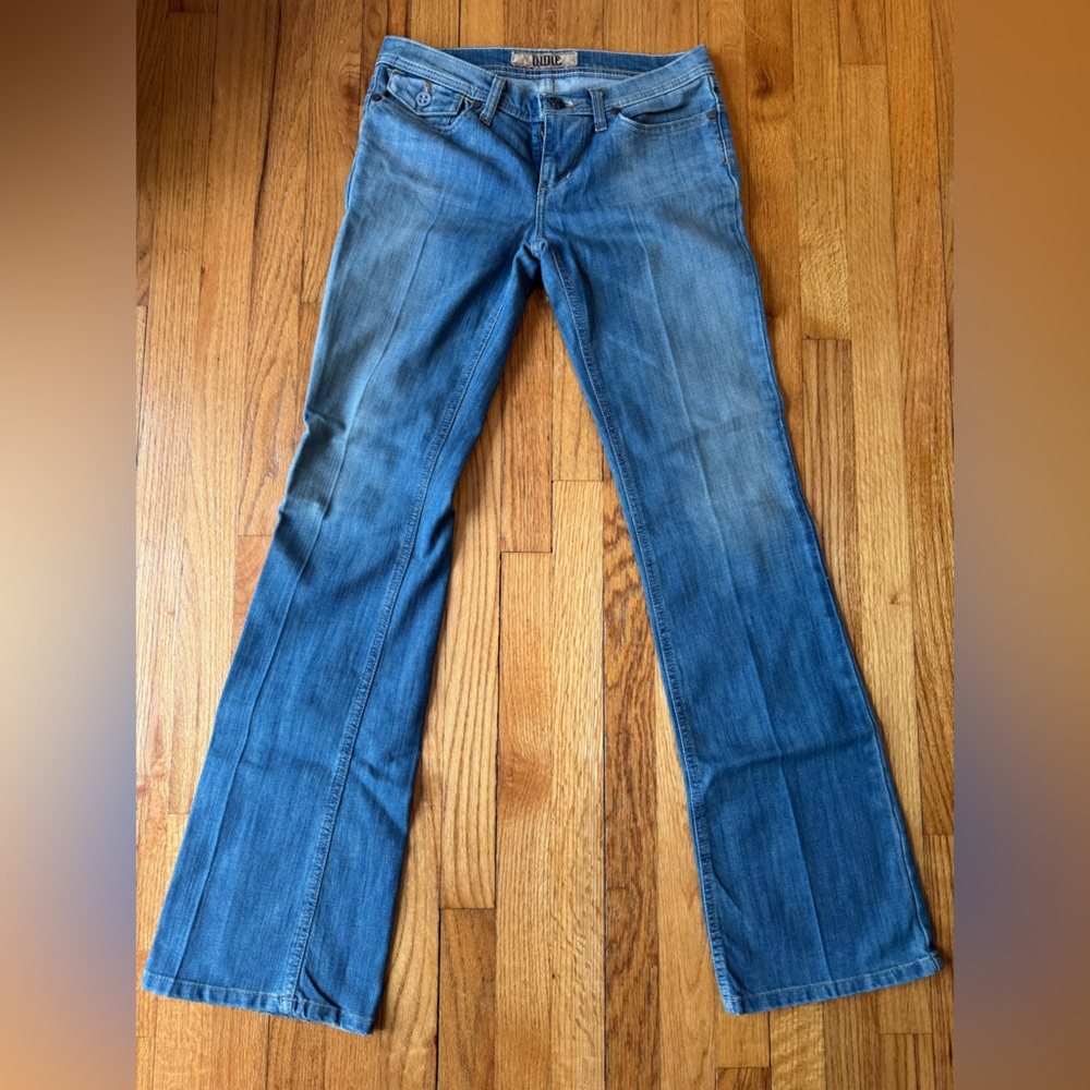 INDIE Y2K Premium Denim Low Rise Flare Embroidered Jeans Size 28